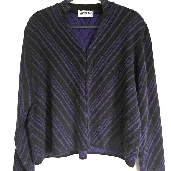 San Remo Striped Cardigan Sweater Med - Picture 1 of 5